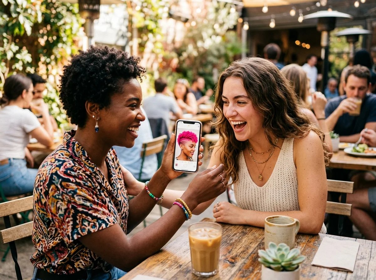 Persona che condivide l'anteprima del suo nuovo look