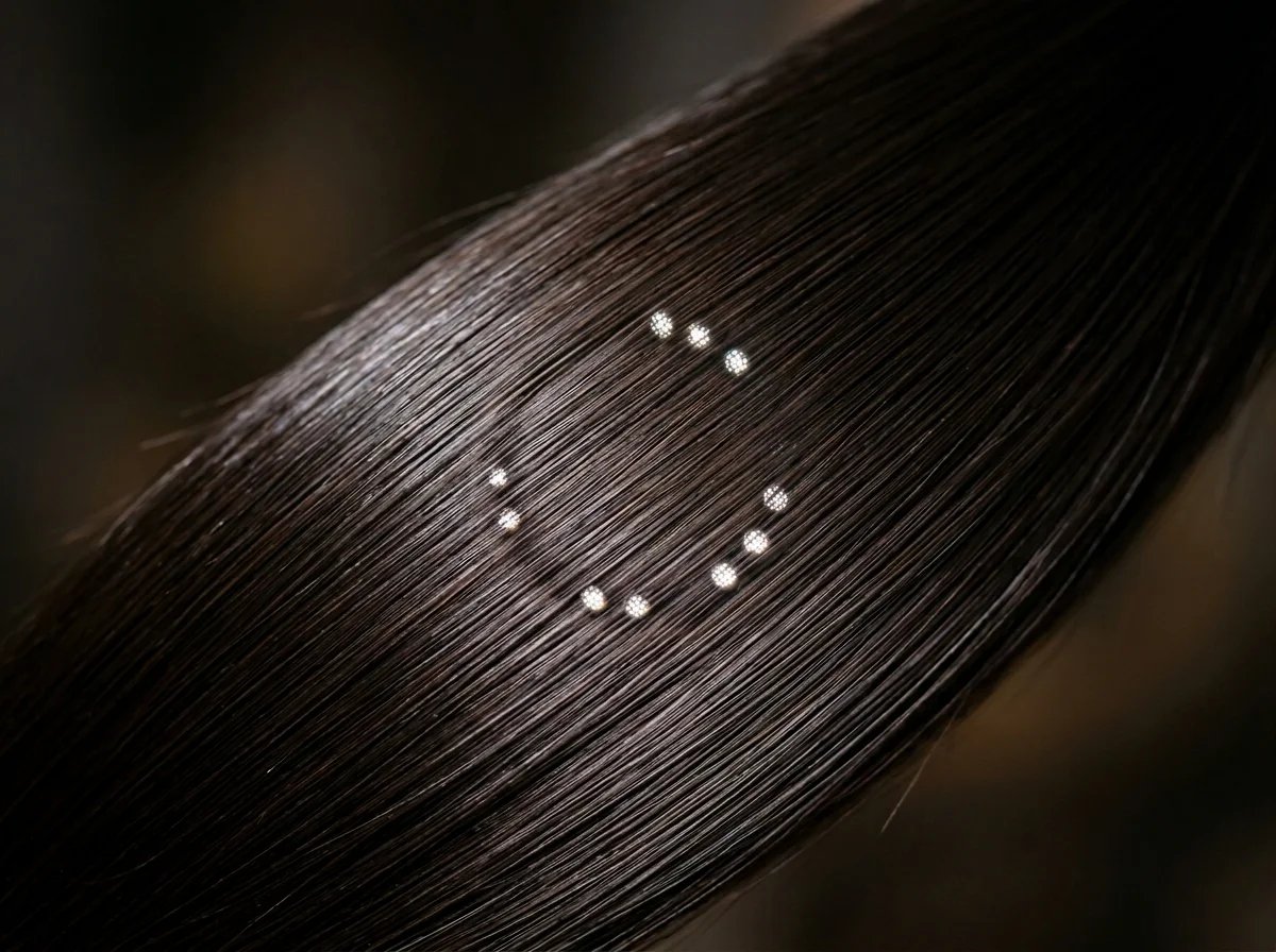Capelli lisci che riflettono la luce con una lucentezza sana