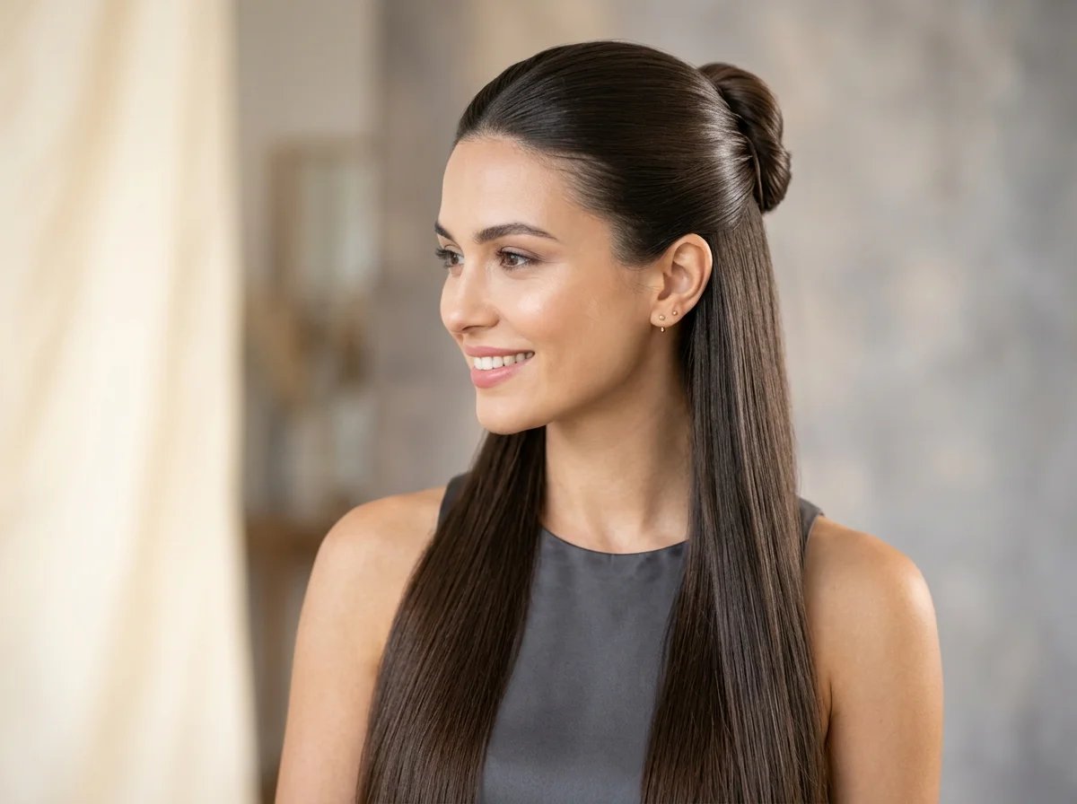 Capelli lisci acconciati in vari modi