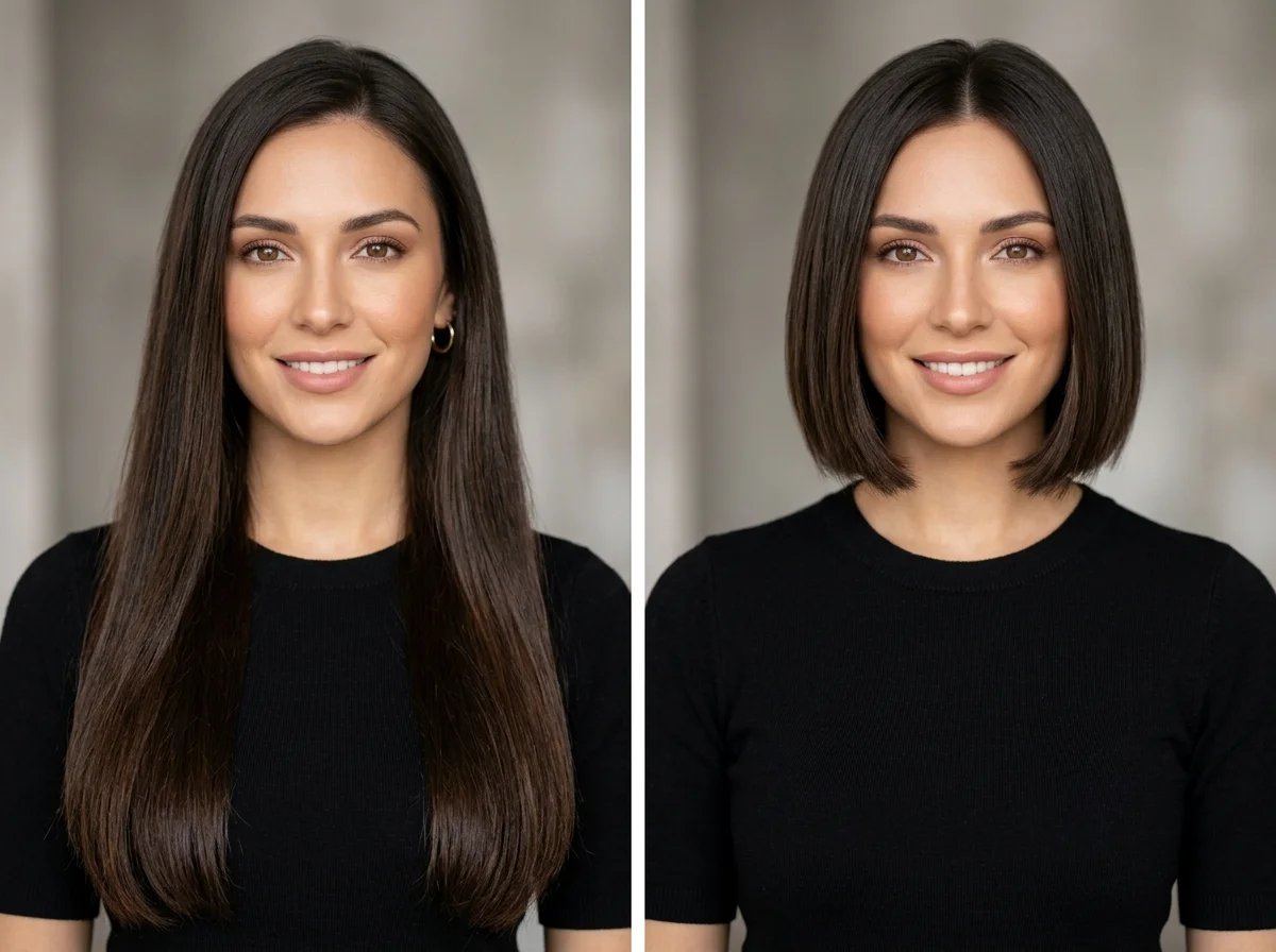 Anteprima prima e dopo che mostra un cambio di look sicuro