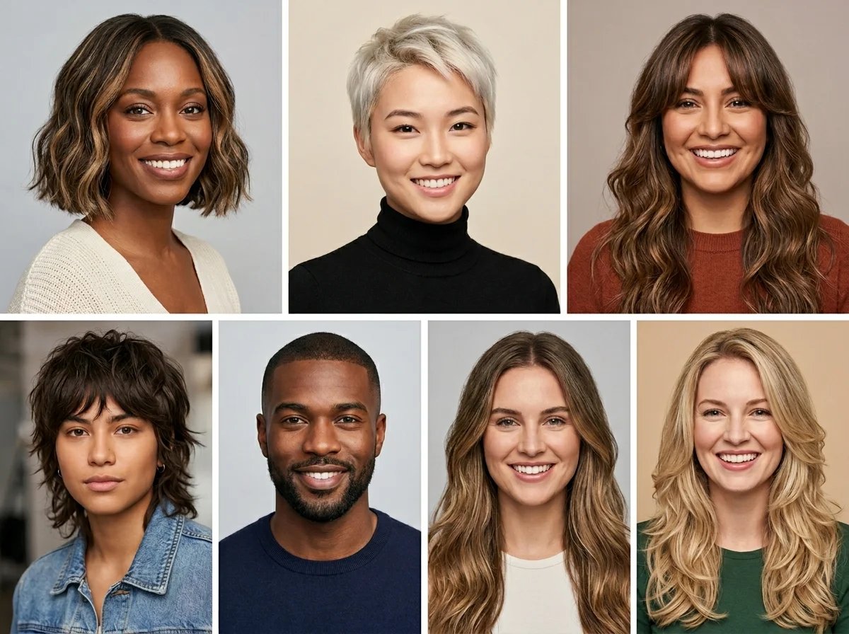 Griglia di diverse acconciature disponibili per la prova IA