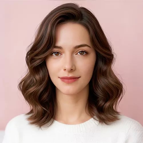 medium bob curly bangs