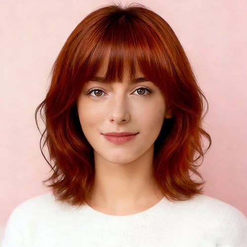 medium curly bob bangs
