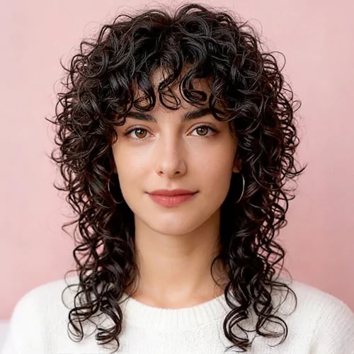 curly bangs medium