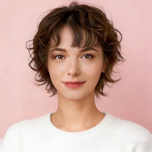 short bangs bob curly