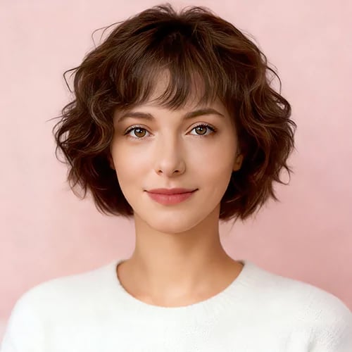 short bangs bob curly