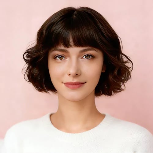 short curly bangs bob