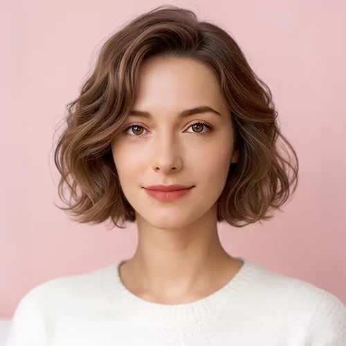 bangs curly bob short