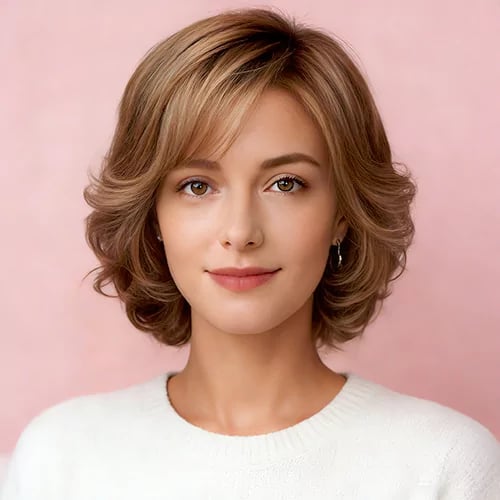 bangs curly bob short