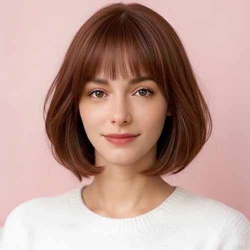 bob bangs straight short